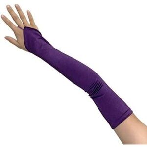 Women's Beautiful Plum Purple Long Satin Finger Loop Gloves Bridal Part Prom